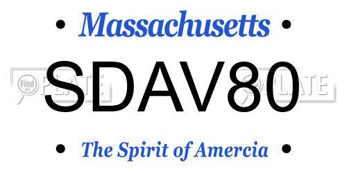 SDAV80 Massachusetts License Plate