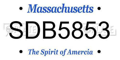 SDB5853 Massachusetts License Plate