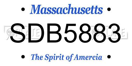 SDB5883 Massachusetts License Plate