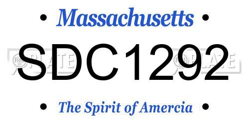 SDC1292 Massachusetts License Plate