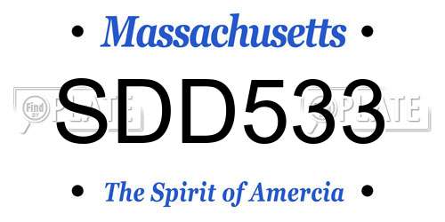 SDD533 Massachusetts License Plate