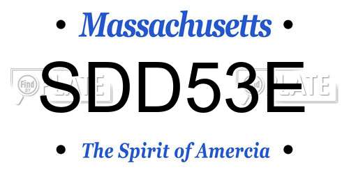 SDD53E Massachusetts License Plate