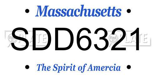 SDD6321 Massachusetts License Plate