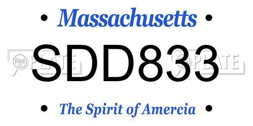SDD833 Massachusetts License Plate