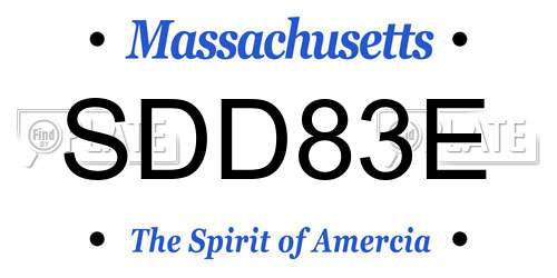 SDD83E Massachusetts License Plate