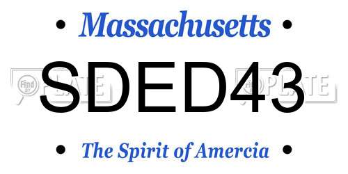 SDED43 Massachusetts License Plate