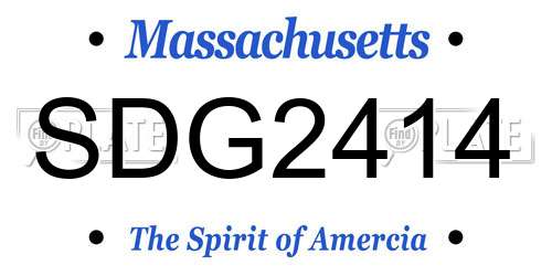 SDG2414 Massachusetts License Plate