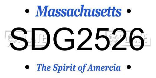 SDG2526 Massachusetts License Plate