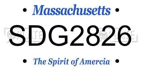 SDG2826 Massachusetts License Plate
