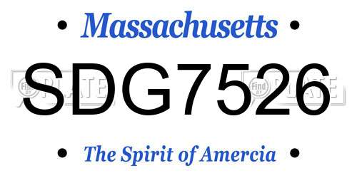 SDG7526 Massachusetts License Plate