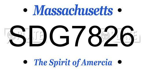 SDG7826 Massachusetts License Plate