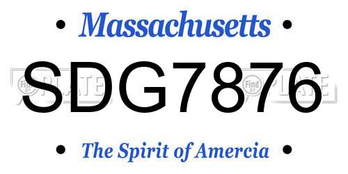 SDG7876 Massachusetts License Plate