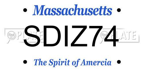 SDIZ74 Massachusetts License Plate