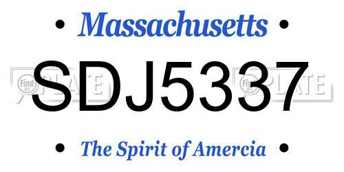 SDJ5337 Massachusetts License Plate