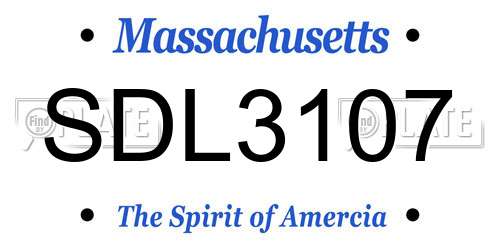 SDL3107 Massachusetts License Plate