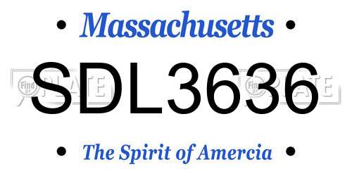 SDL3636 Massachusetts License Plate
