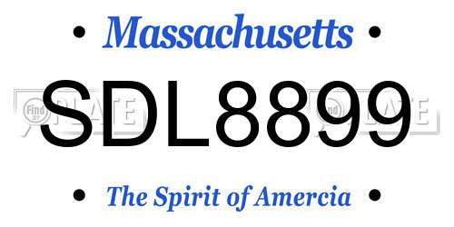 SDL8899 Massachusetts License Plate