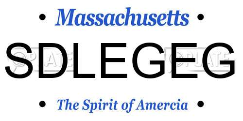 SDLEGEG Massachusetts License Plate