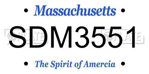 SDM3551 Massachusetts License Plate