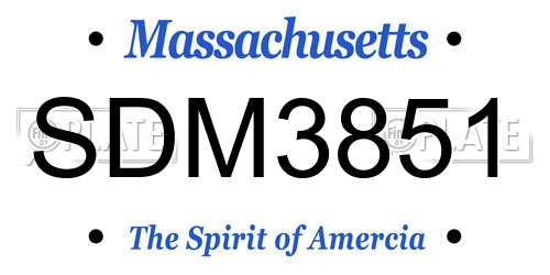SDM3851 Massachusetts License Plate