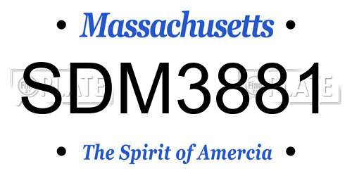 SDM3881 Massachusetts License Plate