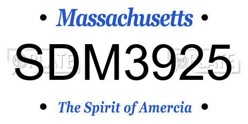 SDM3925 Massachusetts License Plate