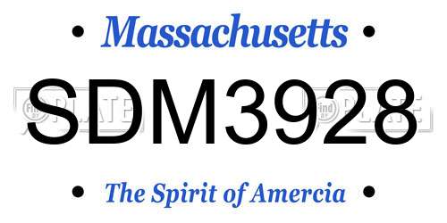 SDM3928 Massachusetts License Plate