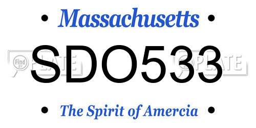 SDO533 Massachusetts License Plate