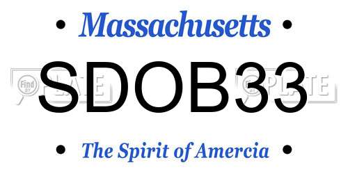 SDOB33 Massachusetts License Plate