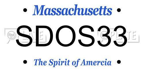 SDOS33 Massachusetts License Plate