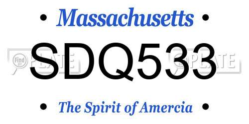 SDQ533 Massachusetts License Plate