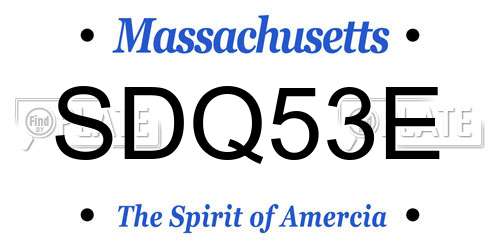 SDQ53E Massachusetts License Plate