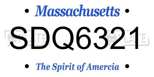 SDQ6321 Massachusetts License Plate