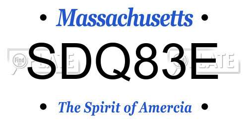 SDQ83E Massachusetts License Plate