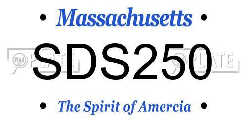 SDS250 Massachusetts License Plate