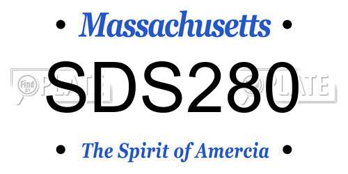 SDS280 Massachusetts License Plate