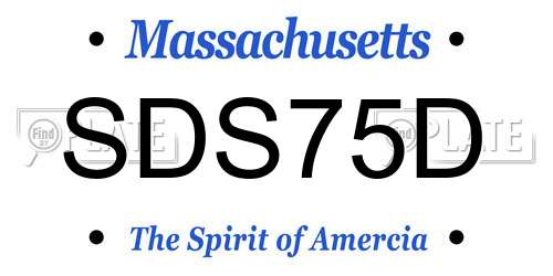 SDS75D Massachusetts License Plate