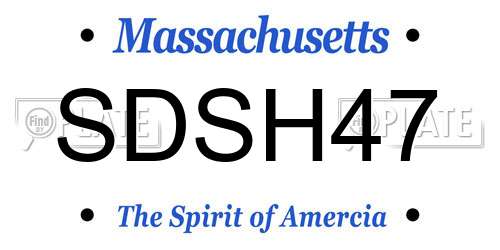 SDSH47 Massachusetts License Plate