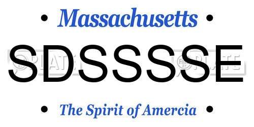 SDSSSSE Massachusetts License Plate