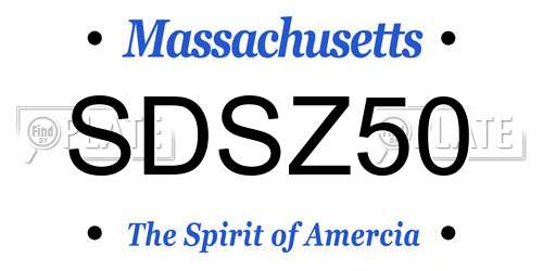 SDSZ50 Massachusetts License Plate