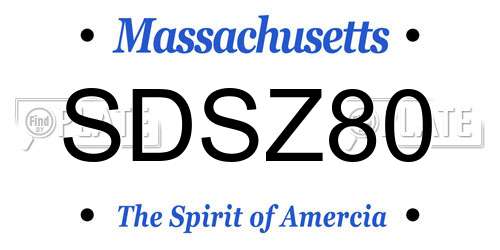 SDSZ80 Massachusetts License Plate