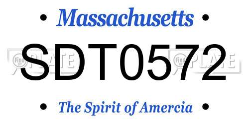 SDT0572 Massachusetts License Plate