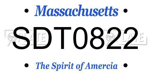 SDT0822 Massachusetts License Plate