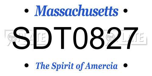 SDT0827 Massachusetts License Plate