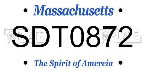 SDT0872 Massachusetts License Plate