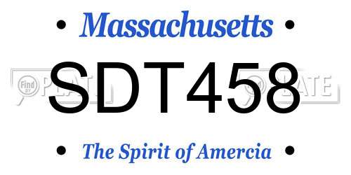 SDT458 Massachusetts License Plate