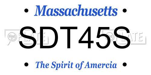 SDT45S Massachusetts License Plate