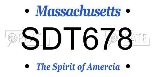 SDT678 Massachusetts License Plate