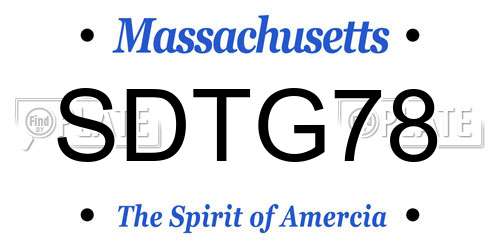 SDTG78 Massachusetts License Plate