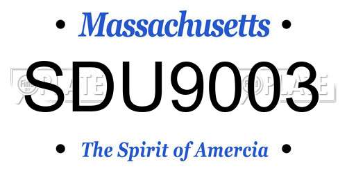 SDU9003 Massachusetts License Plate